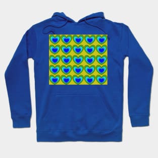 Colorful Hearts - Yellow, Green, Blue Hoodie